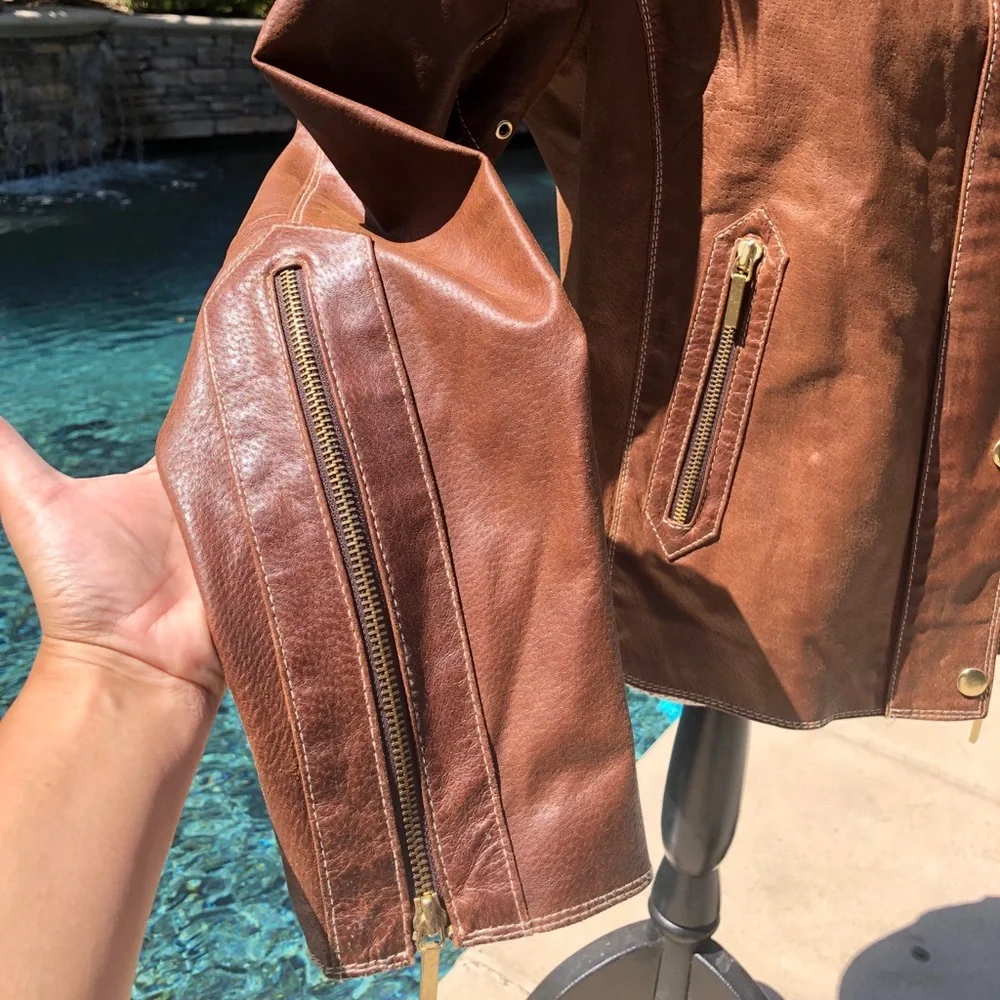 COPY - a.n.a Genuine Leather Jacket with Fur Hood - Picture 5 of 8